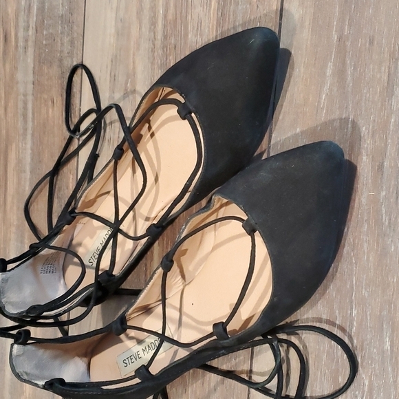 Steve Madden Eleanorr leather ankle wrap flats gladiator shoes sz 10 - Picture 4 of 10